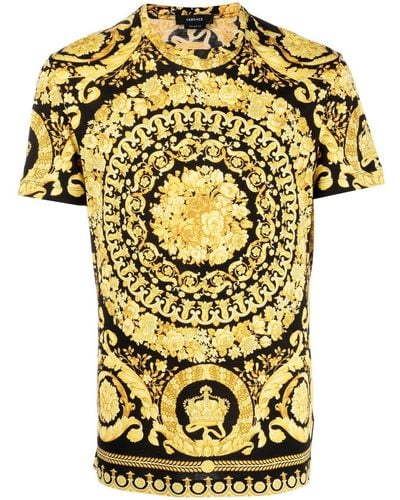Versace T-shirt Met Barokprint - Geel
