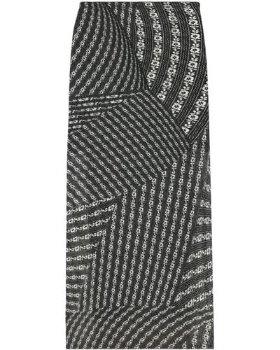 Tory Burch Printed Mesh Skirt - Gray