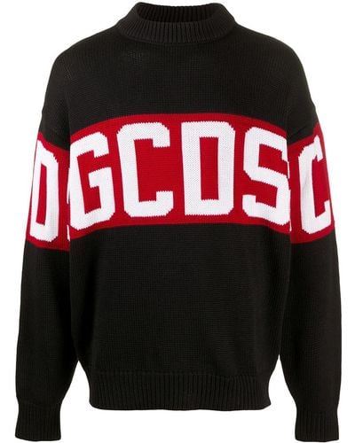 Gcds Crewneck Sweater With Logo - Black