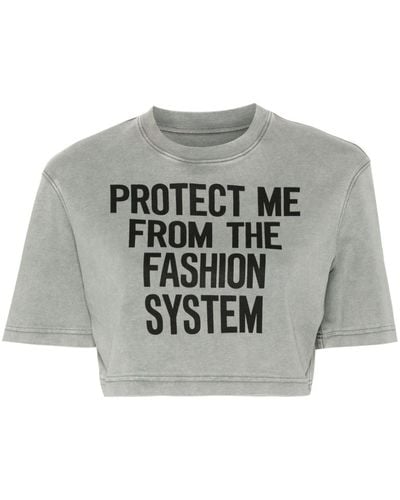 Moschino T-shirt crop à imprimé texte - Gris