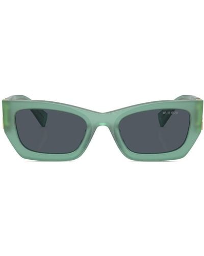 Miu Miu Eckige Sonnenbrille mit Logo - Blau