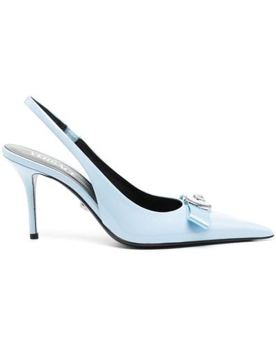 Versace Gianni Ribbon 85mm Slingback Court Shoes - White