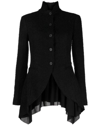 Forme D'expression Stand Up-collar Button-up Jacket - Black