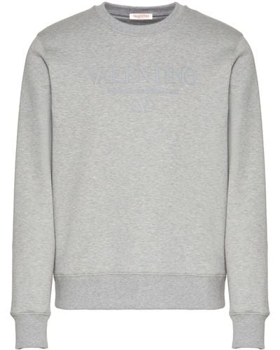 Valentino Garavani Logo-print Cotton Sweatshirt - Gray