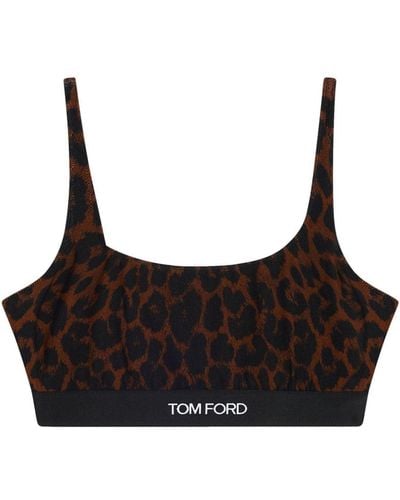 Tom Ford Sujetador con estampado de leopardo - Negro