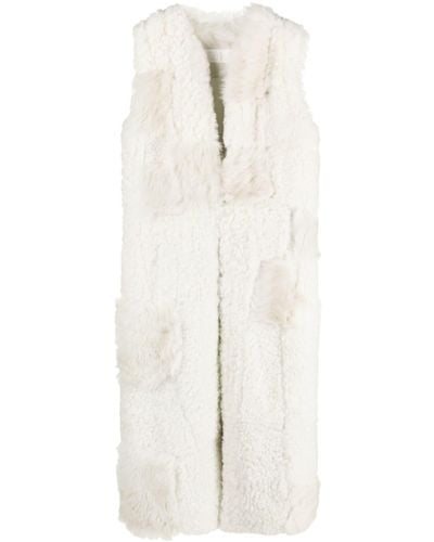 Chloé Gilet à design patchwork en peau lainée - Blanc