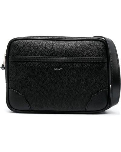 Bally Logo-lettering Leather Messenger Bag - Black