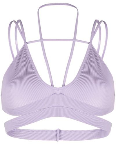 ANDREADAMO Cut-out Ribbed Crop Top - Purple