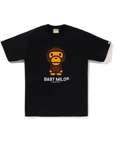 A Bathing Ape Baby Milo-print Cotton T-shirt - Black