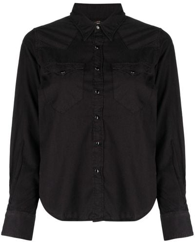 RRL Camisa a paneles de manga larga - Negro