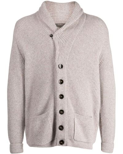 N.Peal Cashmere Kensington Ribbed Cashmere Cardigan - Gray