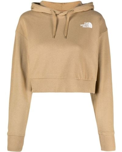 The North Face Logo-print Cropped Hoodie - Natural
