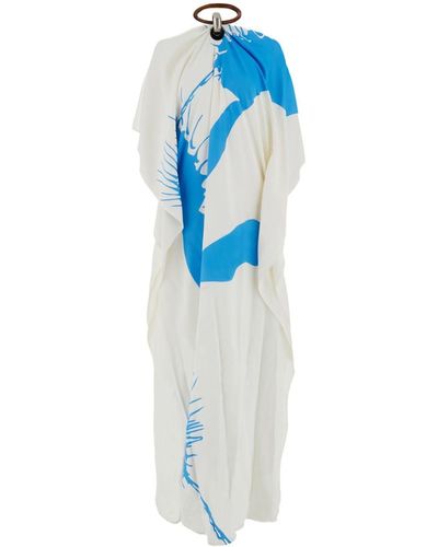 Ferragamo Abstract-print Maxi Dress - Blue