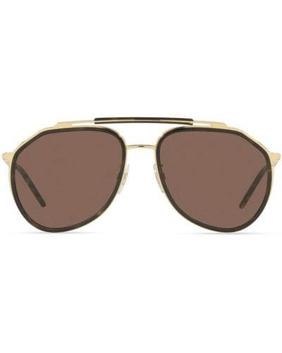 Dolce & Gabbana Madison Pilot Frame Sunglasses - Brown