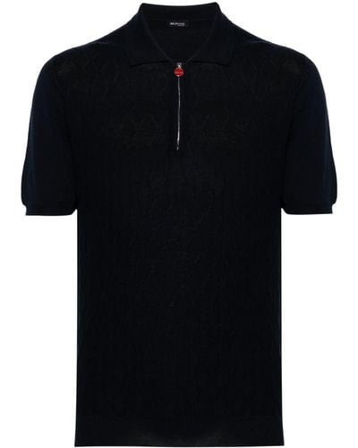 Kiton Diamond-pattern Cotton Polo Shirt - Black