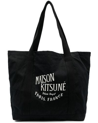 Maison Kitsuné Bolso shopper con logo estampado - Negro