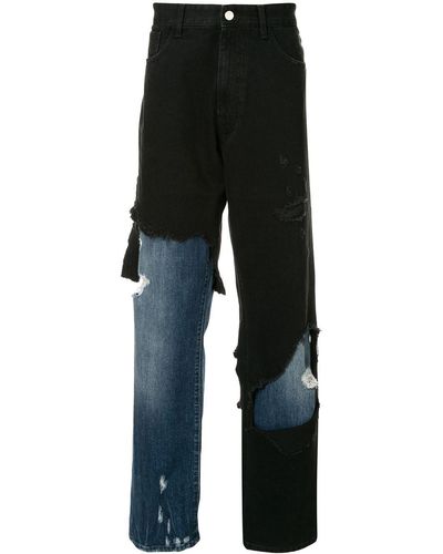 Raf Simons Distressed Double-layer Jeans - Black