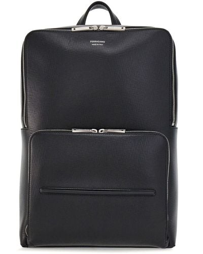 Ferragamo Grained Leather Backpack - Black