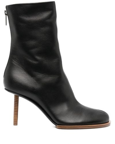 Jacquemus Les Bottines Rond Carre Leather Ankle Boot - Black