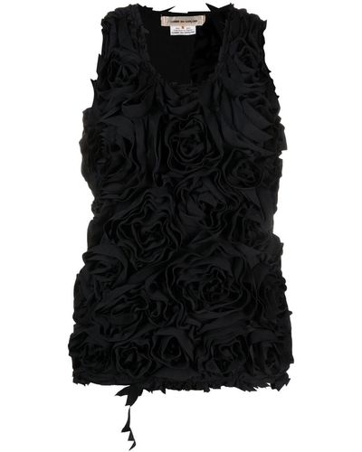 Comme des Garçons Floral-motif Textured Top - Black