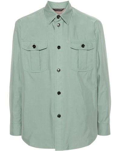 Brioni Safari-pocket Silk Shirt Jacket - Green