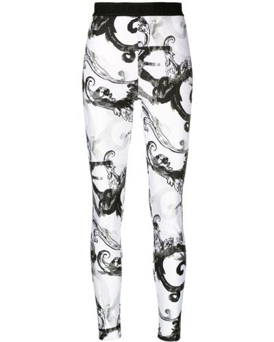 Versace Leggings mit Barock-Print - Weiß