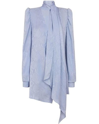 Balmain Snakeskin-print Silk Minidress - Blue