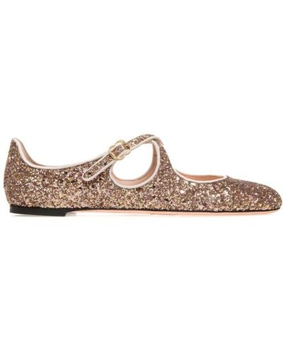 Bally Glitter-embellished Ballerina Shoes - Brown