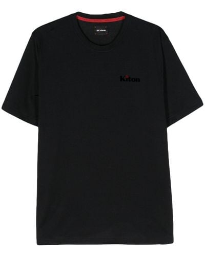 Kiton Flocked-logo Cotton T-shirt - Black