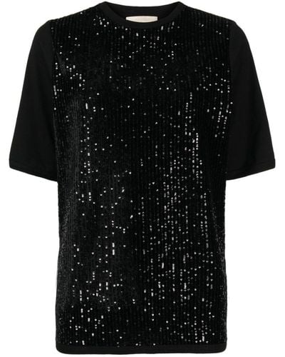 Elie Saab Sequinned Velvet T-shirt - Black
