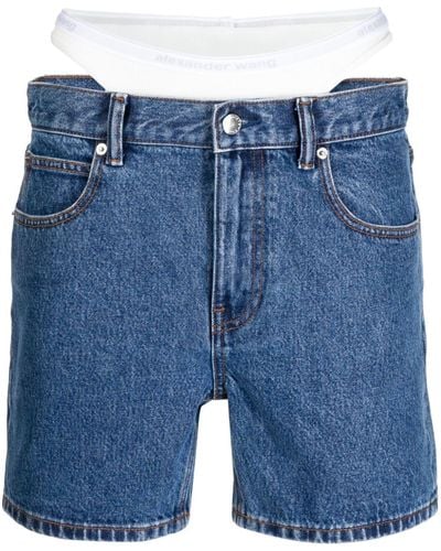 Alexander Wang Halbhohe Jeans-Shorts - Blau