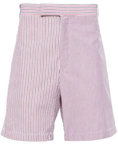 Thom Browne Striped Cotton Shorts - Red
