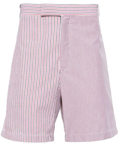 Thom Browne Short en coton à rayures - Rouge