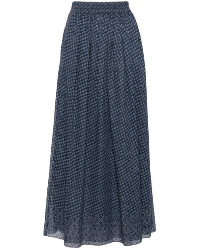 Emporio Armani Graphic-print Midi Skirt - Blue