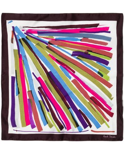 Paul Smith Carré de poche en soie à rayures - Multicolore