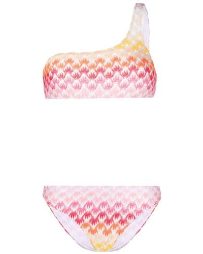 Missoni Zigzag One-shoulder Lurex Bikini - Pink