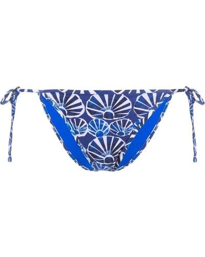 La DoubleJ Bragas de bikini con estampado gráfico y tiras - Azul