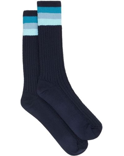 Etro Chaussettes rayées en maille nervurée - Bleu