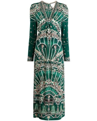Camilla Midi-jurk Met Print En Uitgesneden Details - Groen