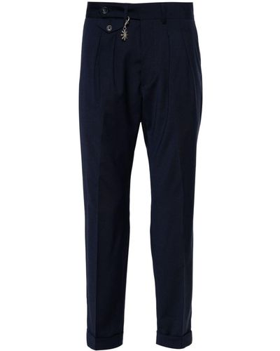 Manuel Ritz Mid-rise Pleated Tailored Trousers - Blue