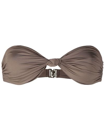 Saint Laurent Knot-detail Bikini Top - Brown
