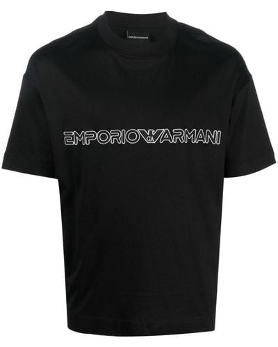 Emporio Armani コットンブレンド Tシャツ - ブラック