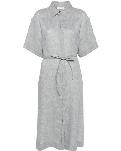 Peserico Linen Belted Shirt Dress - Grey