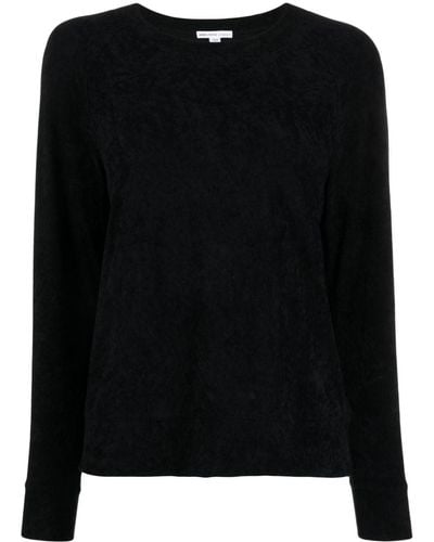 James Perse Long-sleeve Velvet Sweatshirt - Black