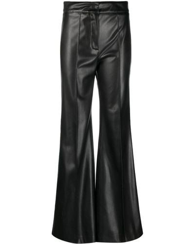 Blanca Vita Faux-leather Flared Trousers - Black