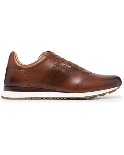Bally Perforated Striped Sneakers - Brown