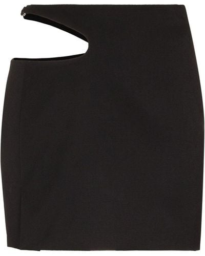 Low Classic Curve Hole Cut-out Detail Mini Skirt - Black