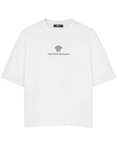 Versace T-shirt en coton à logo Medusa - Blanc
