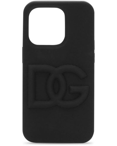 Dolce & Gabbana Coque d'iPhone 14 Pro à logo embossé - Noir