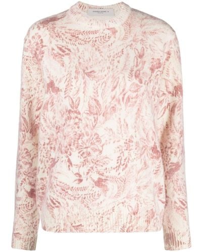 Golden Goose Floral-jacquard Wool-blend Sweater - Pink